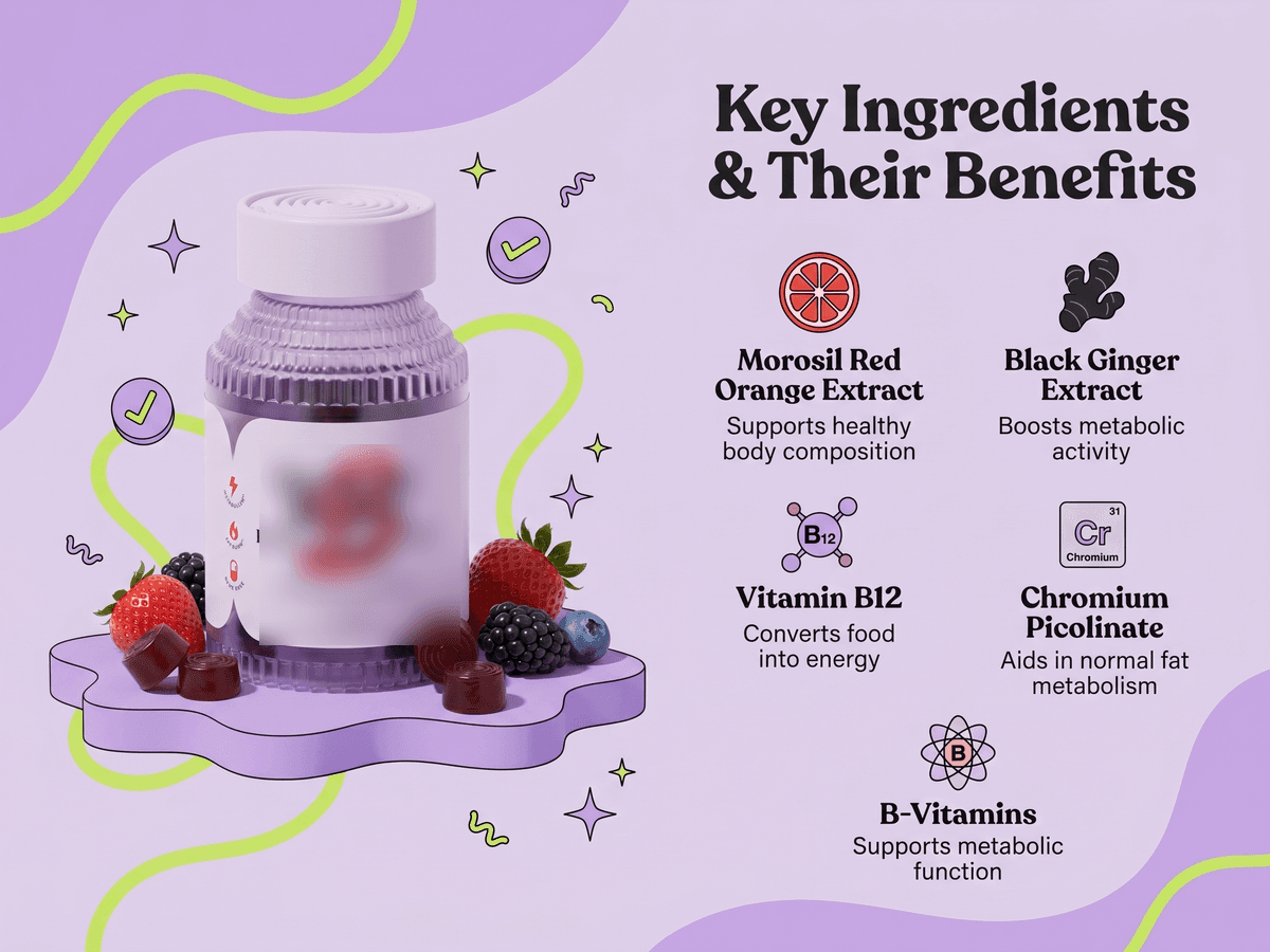 Redacted wellness gummies A+ ingredient module generated in APlusAI mobile